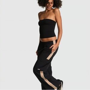 Pink Tech Woven Women's Black With Tan Stripe Pants